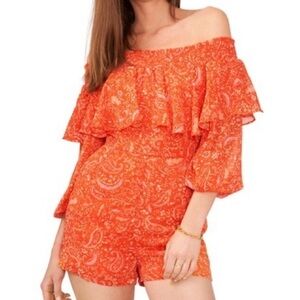 1. STATE Paisley Off The Shoulder Romper